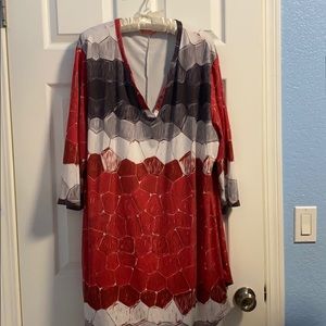 Red and grey tunic top